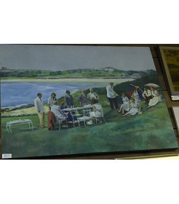 SOLD - Large Painting of Lunch Party